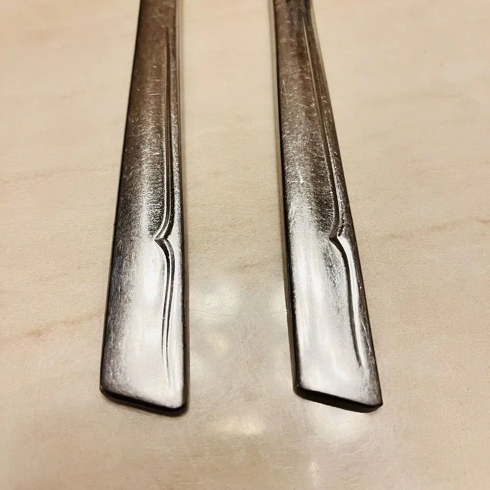 2pc Oneida Profile Oneidacraft Deluxe Stainless Modern Solid Knife SLANT HDL